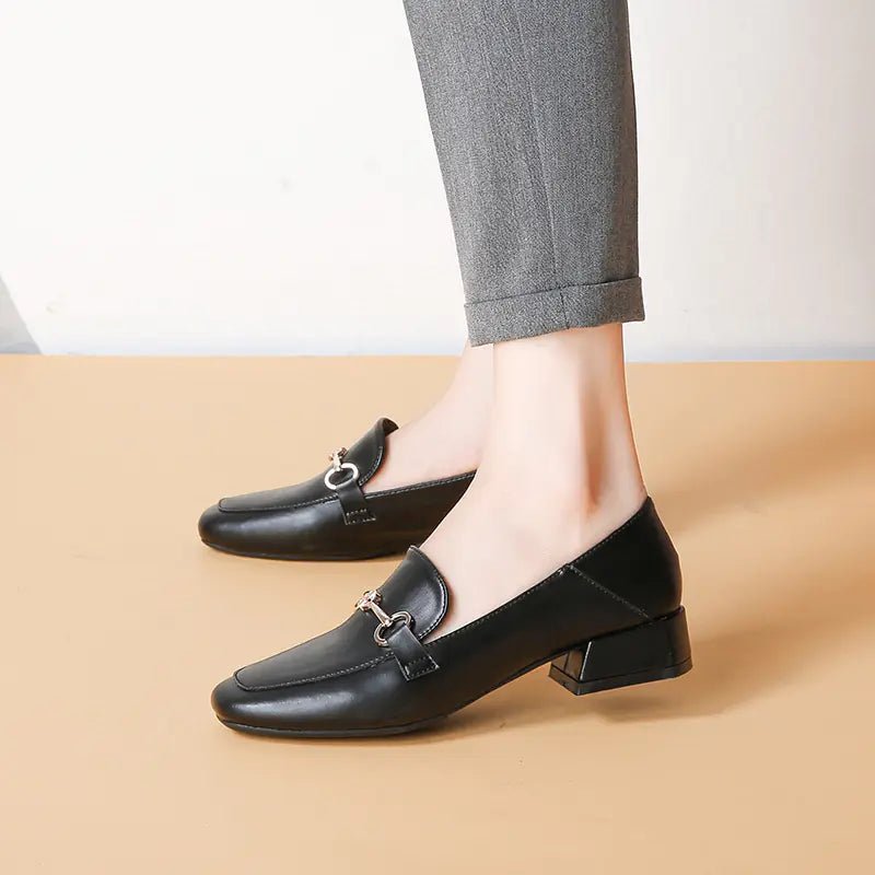 2020 New Women's British Style Chunky Heel Loafers - Dakdouksson