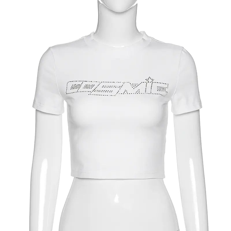 2020 Women's Summer Letter Print Crop Top T-Shirt - Dakdouksson