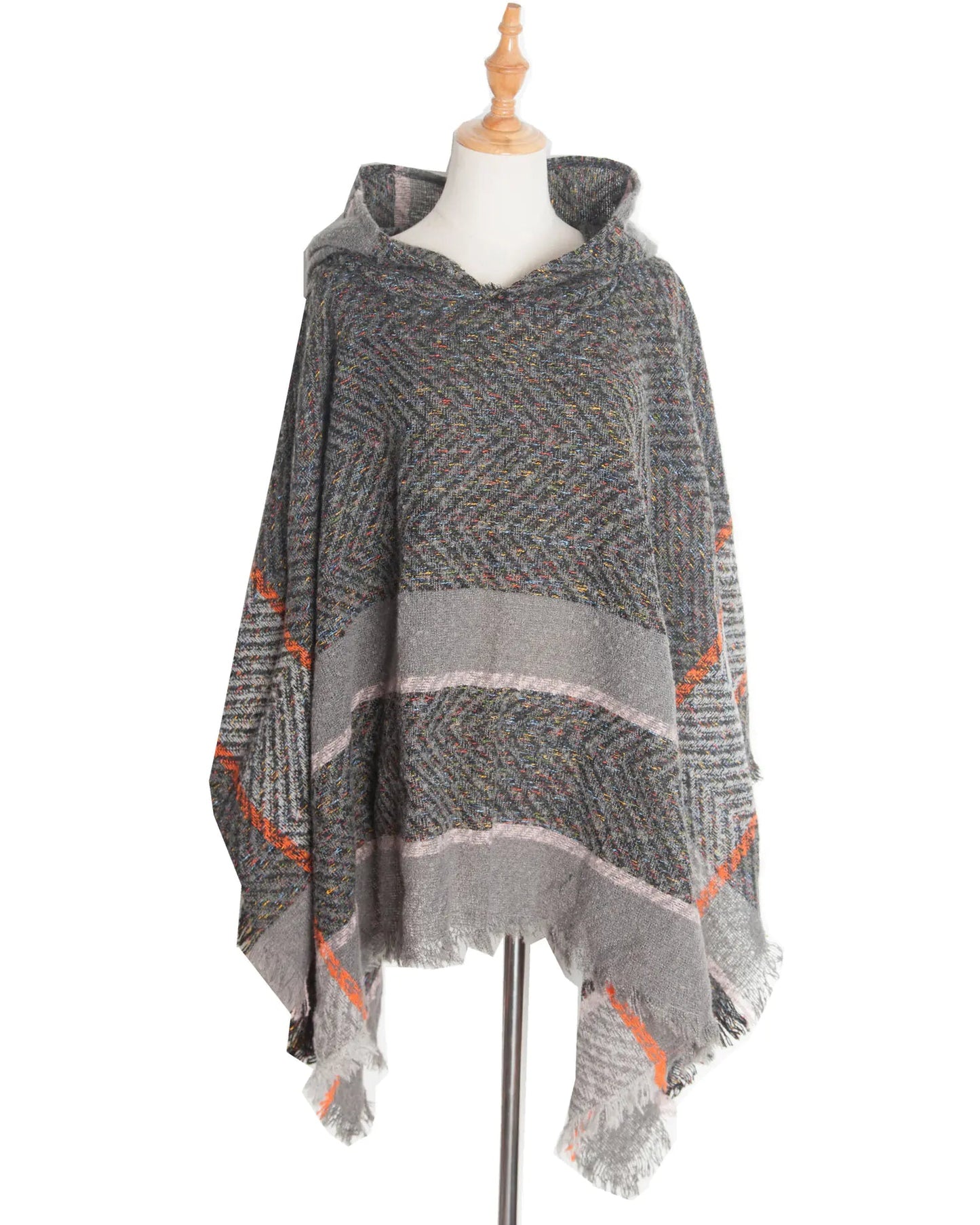 2022 Women's Hooded Houndstooth Cape Poncho - Dakdouksson