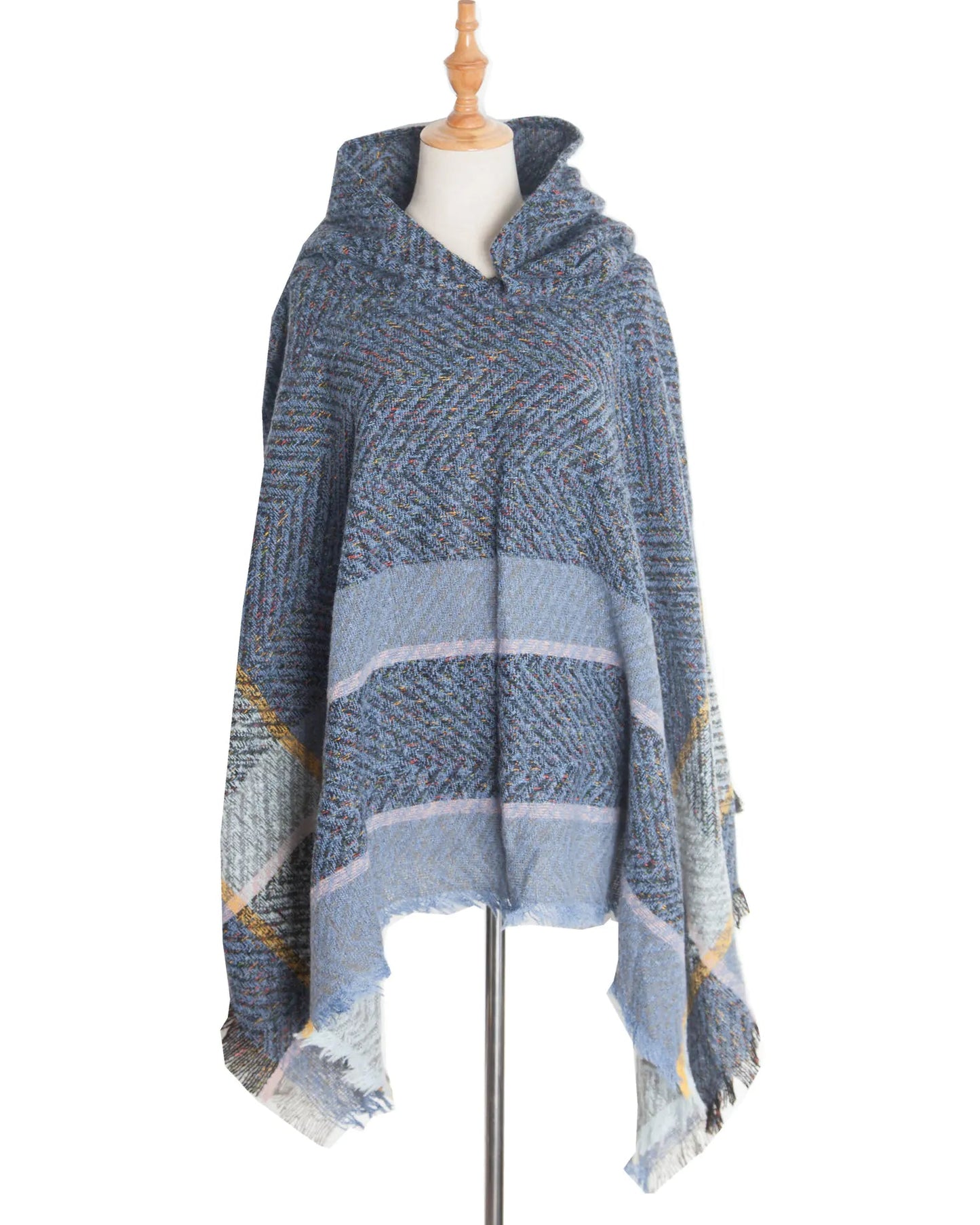 2022 Women's Hooded Houndstooth Cape Poncho - Dakdouksson