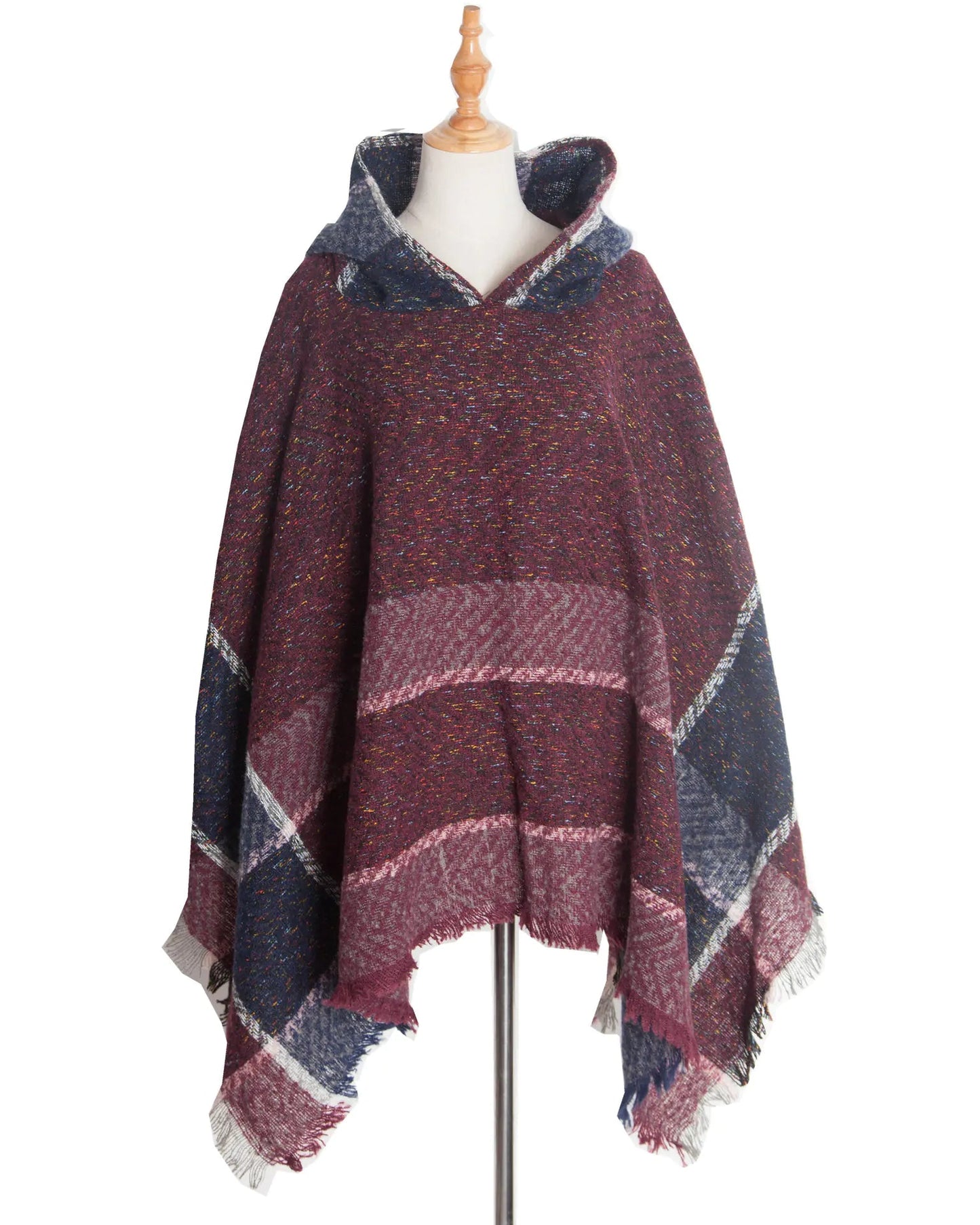 2022 Women's Hooded Houndstooth Cape Poncho - Dakdouksson