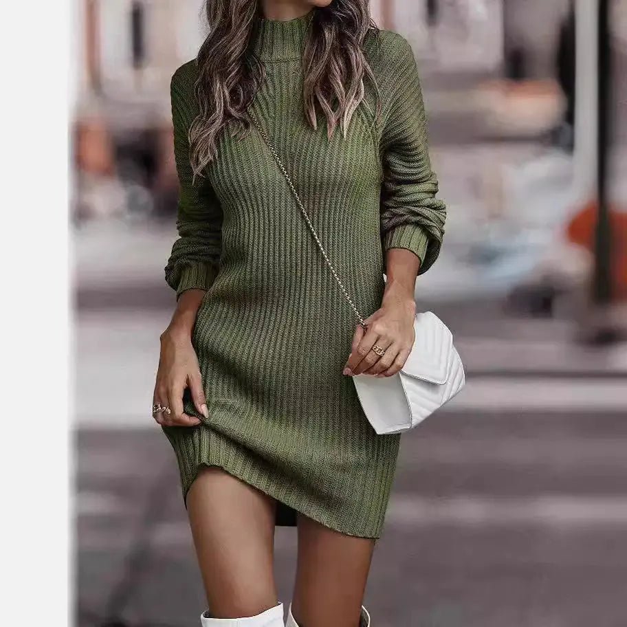 2023 Autumn Winter Women's High Neck Sweater Dress - Dakdouksson