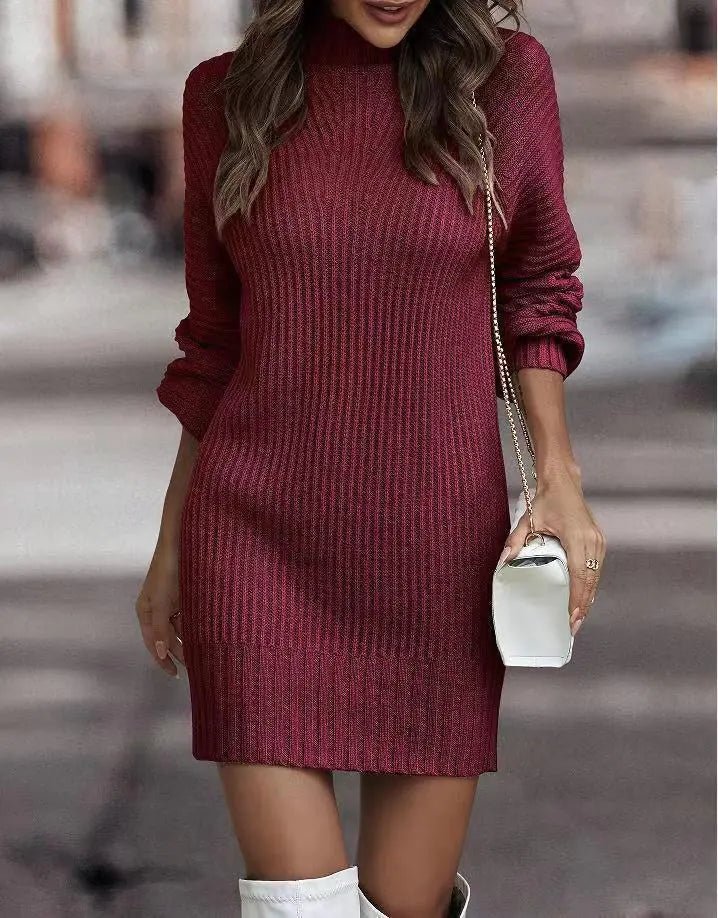 2023 Autumn Winter Women's High Neck Sweater Dress - Dakdouksson