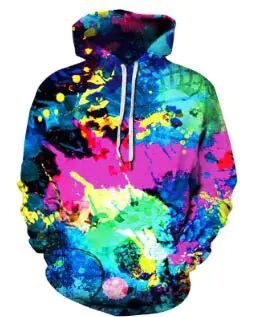 2023 Rainbow Paint Splatter 3D Hoodie for Men and Women - Dakdouksson