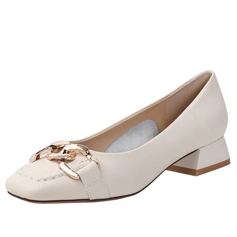 2023 Women's Chunky Heel Soft Leather Loafers - Dakdouksson