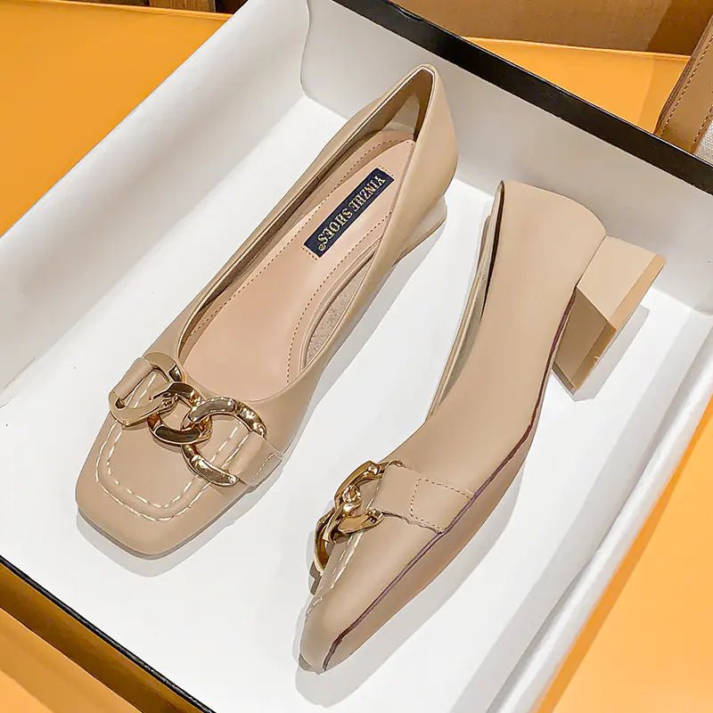 2023 Women's Chunky Heel Soft Leather Loafers - Dakdouksson