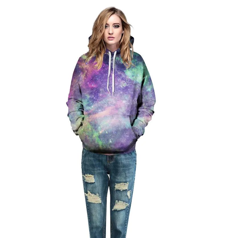 3D Hoodie with Star Print and Baseball Cap Design - Dakdouksson