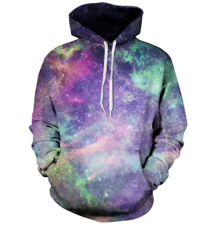 3D Hoodie with Star Print and Baseball Cap Design - Dakdouksson