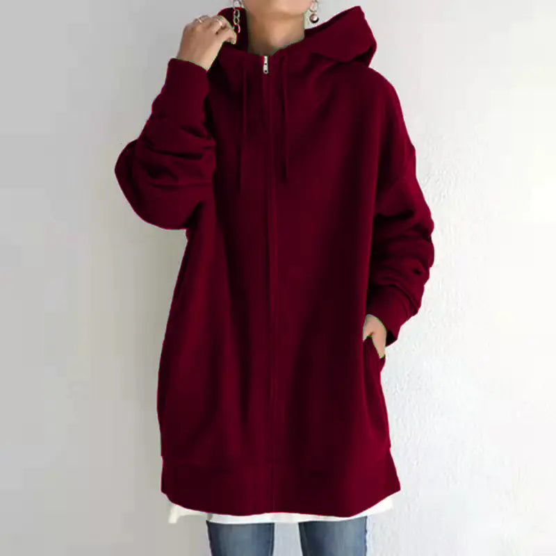 Women's Fuzzy Full-Zip Sport Hoodie Sweatshirt