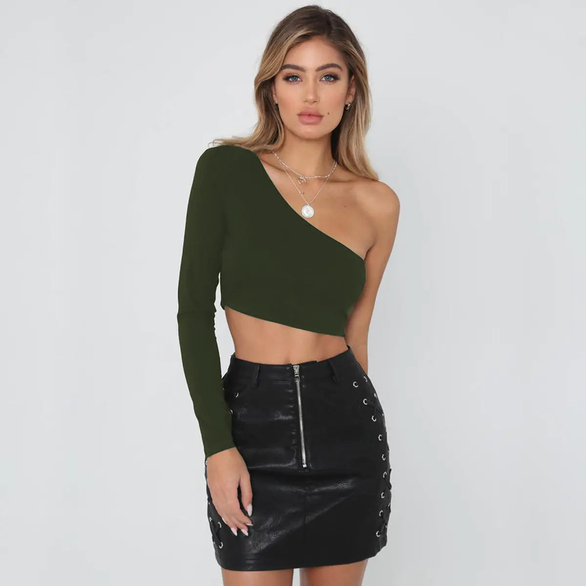 Off-Shoulder Long Sleeve Crop Top for Women