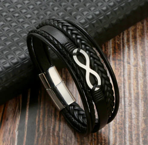 Men's Multi-layer Cowhide Stainless Steel Magnetic Bracelet