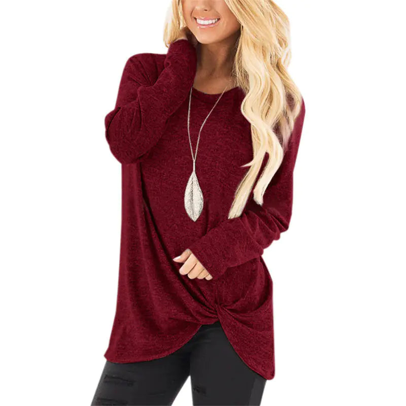 Autumn Winter Women's Long-Sleeved Twisted Sweater Top