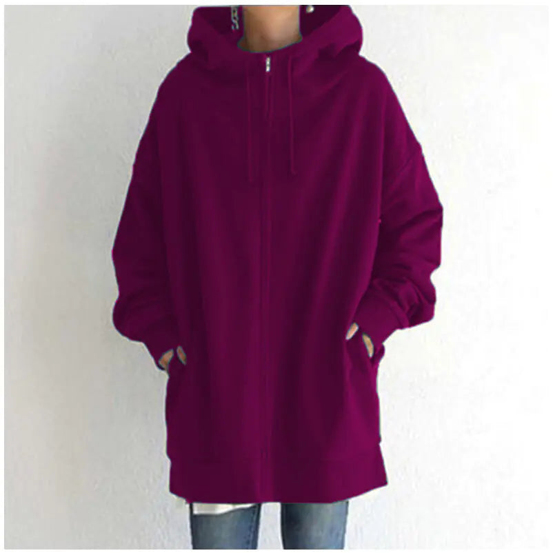 Women's Fuzzy Full-Zip Sport Hoodie Sweatshirt