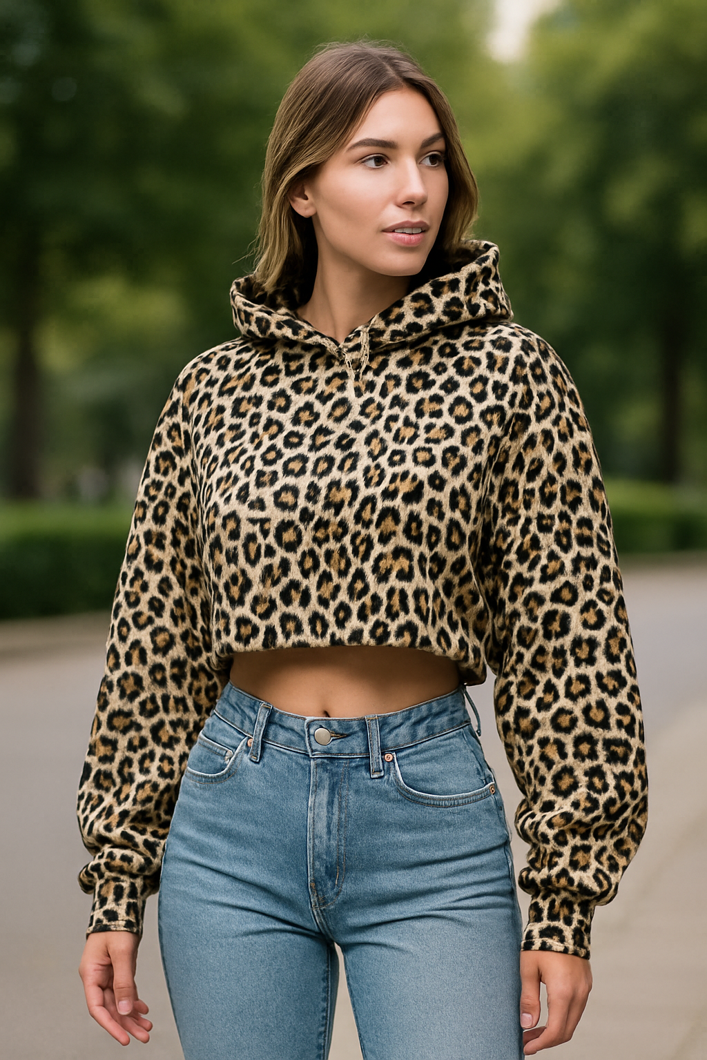 VCM Oversized Leopard Print Hoodie Cheetah Print Hoodies Y2k Camo Hoodies Pullover Sweatshirt Hooded Y2k Graphic Hoodies (LeopardXLX-Large)