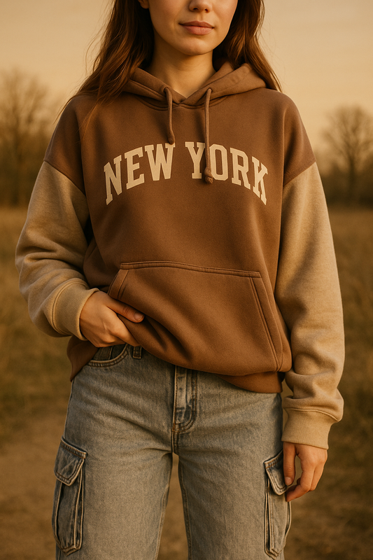 Embroidered Casual Hooded Stitching Sweatshirt