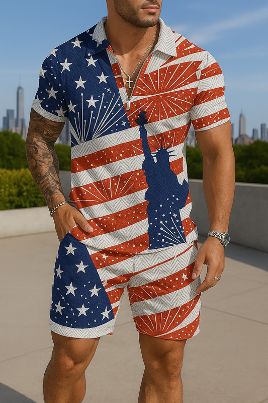 WSFTBLC Men’s Short Sets Outfits 2 Piece Summer Tracksuit Short Sleeve Polo Shirt Shorts Set Casual Sport Suit Xx-Large