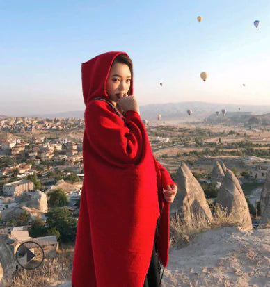Ethnic Style Women's Hooded Warm Travel Scarf Cape