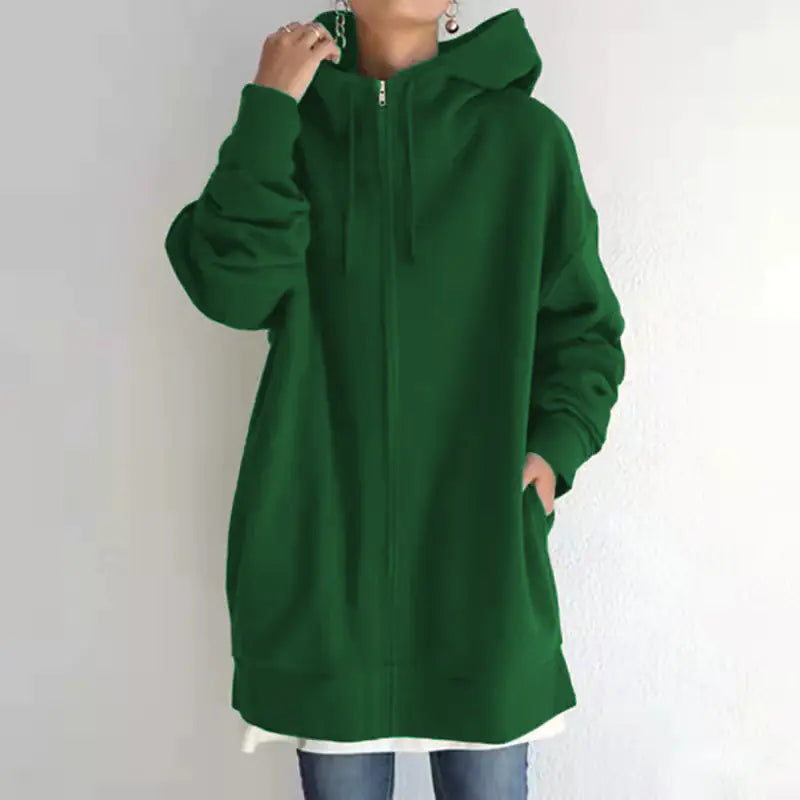 Women's Fuzzy Full-Zip Sport Hoodie Sweatshirt
