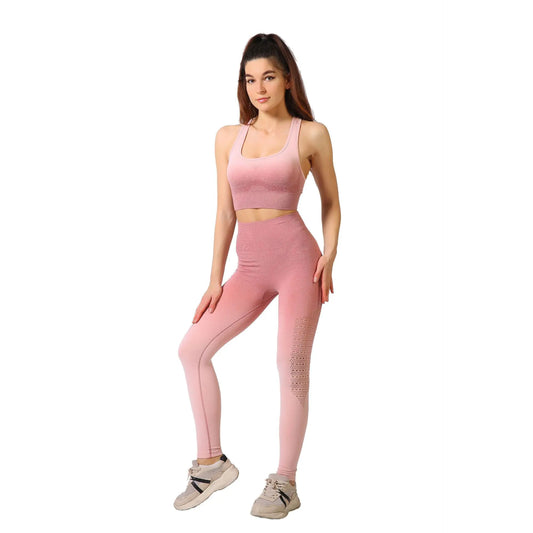 Peach Gradient Outdoor Fitness Suit for Women