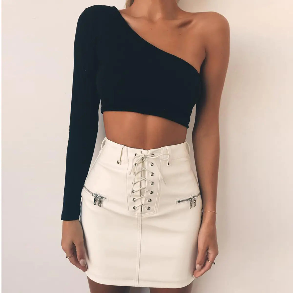 Off-Shoulder Long Sleeve Crop Top for Women