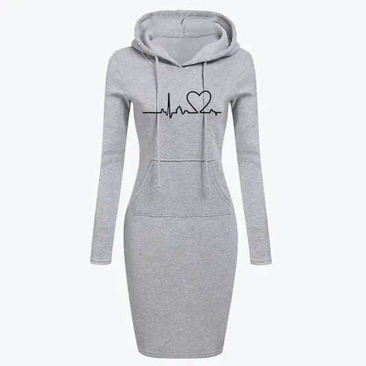 Autumn Winter Women's Long-Sleeved Hoodie Dress