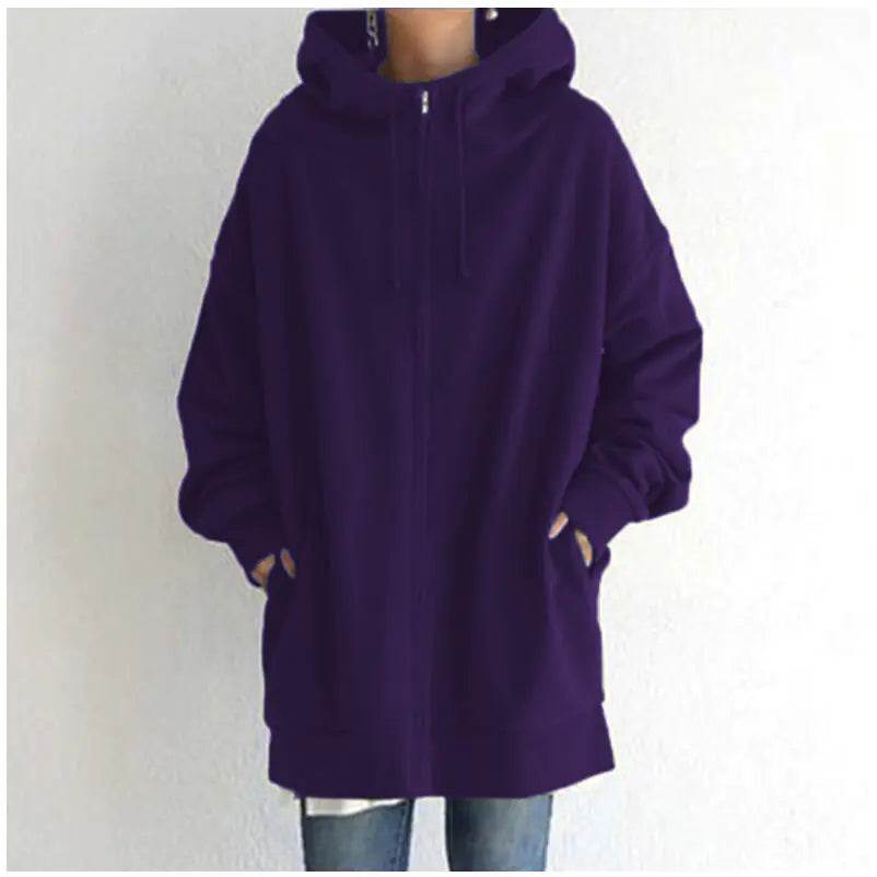 Women's Fuzzy Full-Zip Sport Hoodie Sweatshirt