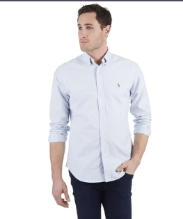 Ralph Lauren Polo Mens Slim Fit Stripe Shirt White/Blue (S)