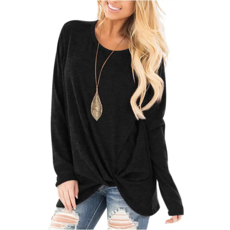 Autumn Winter Women's Long-Sleeved Twisted Sweater Top