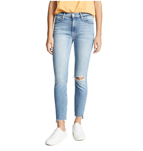 Blue Ripped Skinny High Waist Distressed Denim Jeans