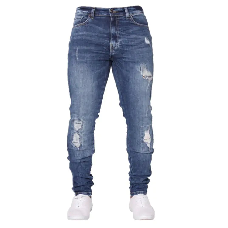 Men's Distressed Slim Fit Stretch Jeans (Casual)