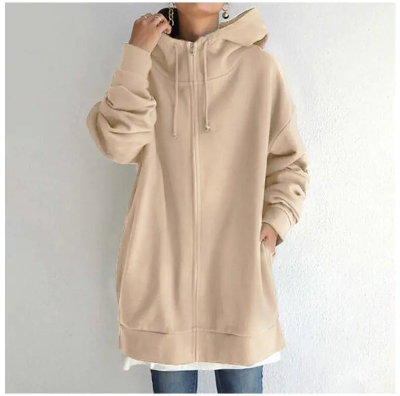Women's Fuzzy Full-Zip Sport Hoodie Sweatshirt