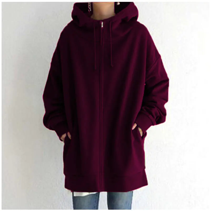 Women's Fuzzy Full-Zip Sport Hoodie Sweatshirt