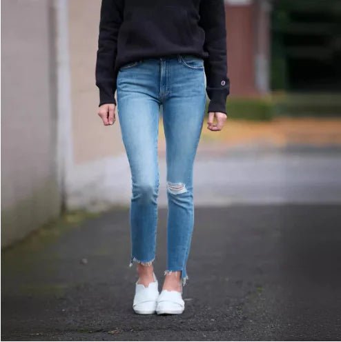 Blue Ripped Skinny High Waist Distressed Denim Jeans - Dakdouksson