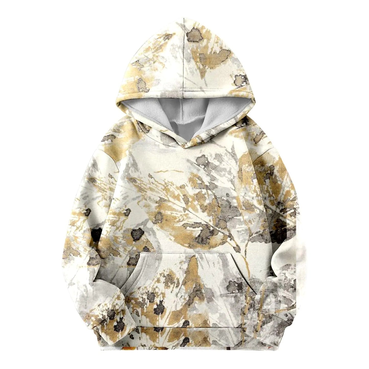 Camo Hoodies for Teen Girls Cute Sweatshirt Maple Leaf Print Oversized Fleece Sweatshirts Pullover Tops with Pocket - Dakdouksson