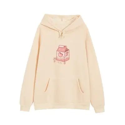 Comfortable Loose - fitting Pink Milk Carton Hoodie - Dakdouksson