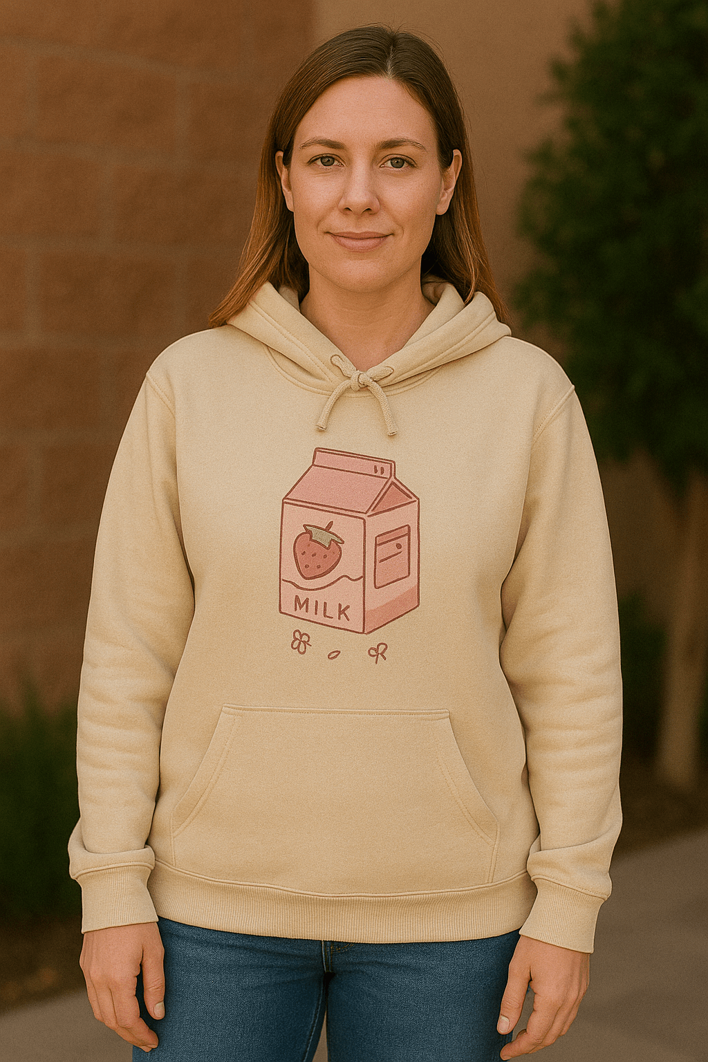 Comfortable Loose - fitting Pink Milk Carton Hoodie - Dakdouksson