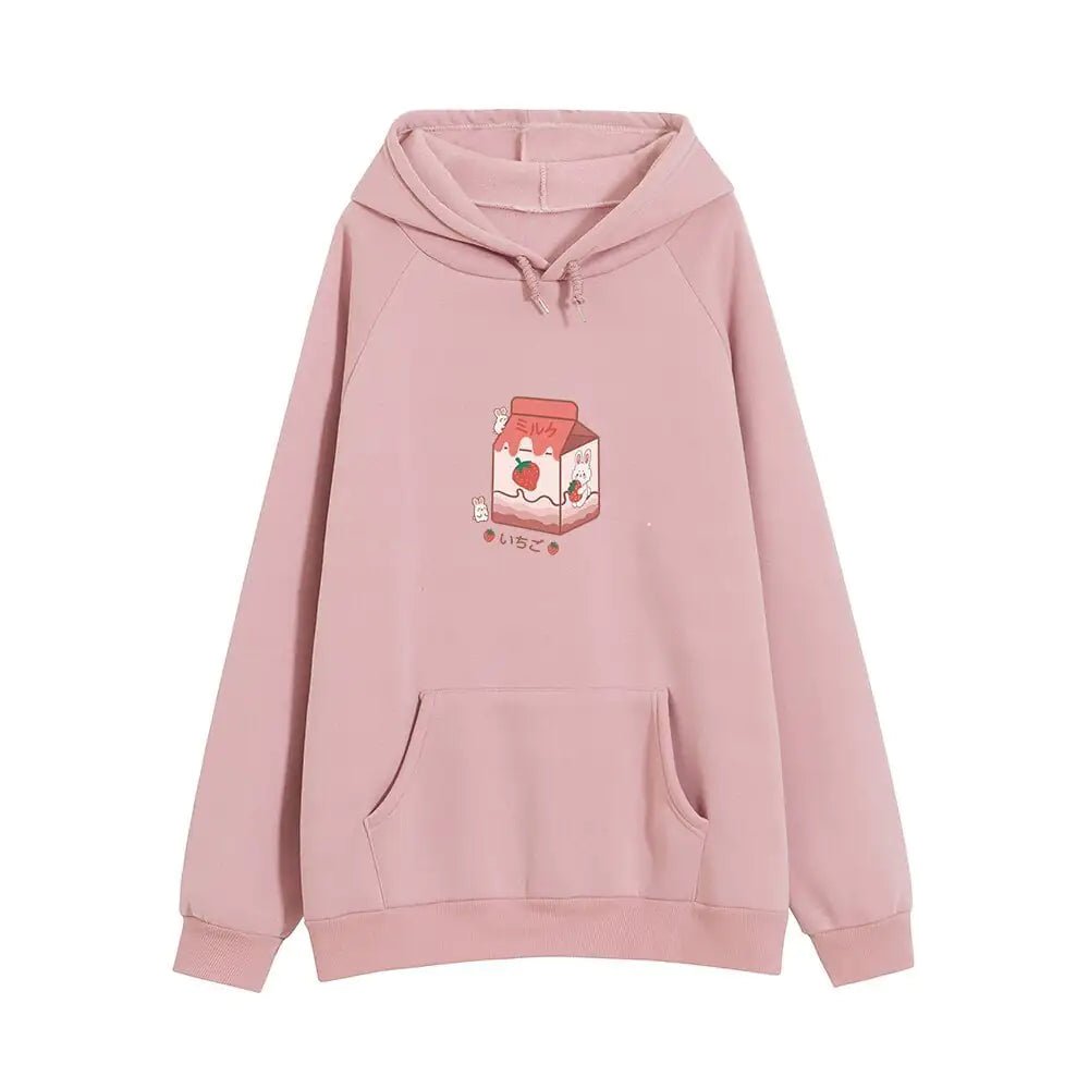 Comfortable Loose - fitting Pink Milk Carton Hoodie - Dakdouksson