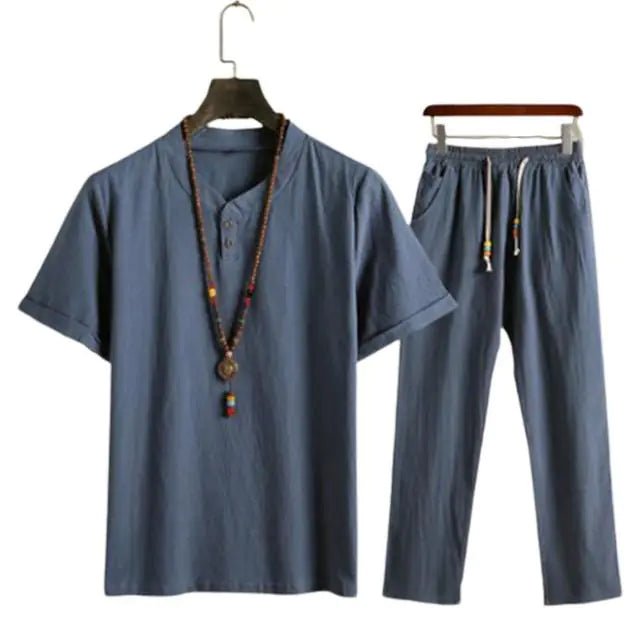 Cool Beach Outfit Set for Men - Short Sleeve Top & Pants - Dakdouksson