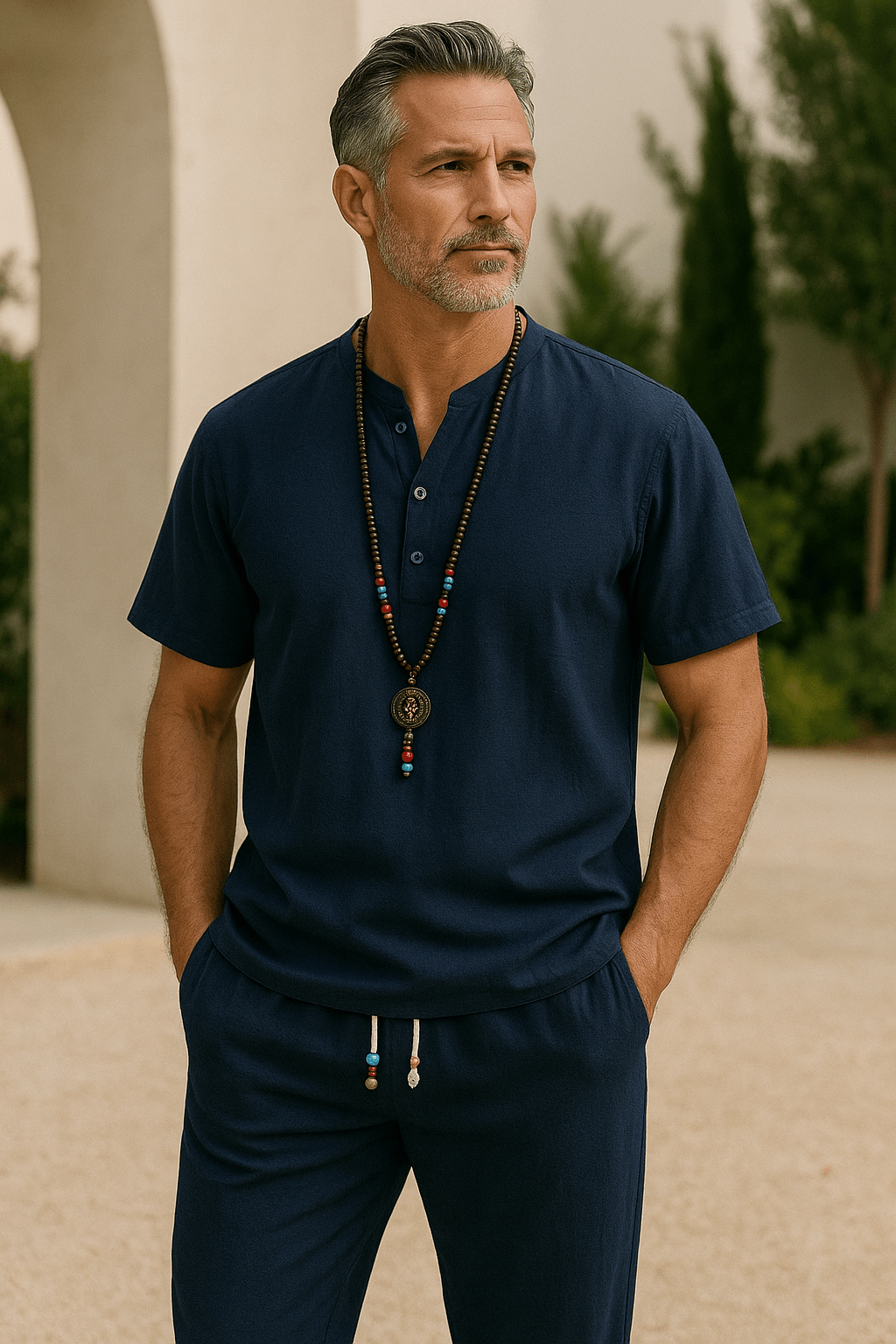 Cool Beach Outfit Set for Men - Short Sleeve Top & Pants - Dakdouksson