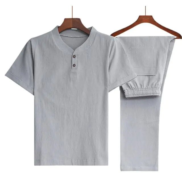 Cool Beach Outfit Set for Men - Short Sleeve Top & Pants - Dakdouksson