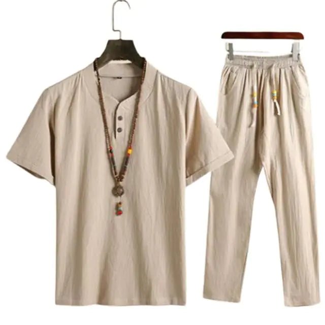 Cool Beach Outfit Set for Men - Short Sleeve Top & Pants - Dakdouksson