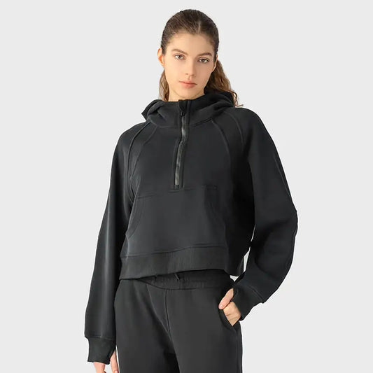Women's Casual Half-Zip Hoodie for Autumn & Winter - Dakdouksson