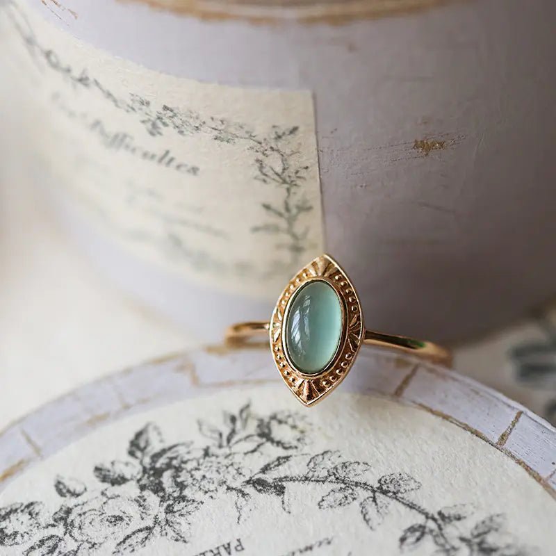 Double - layer Natural Topaz Antique Ring for Women - Dakdouksson