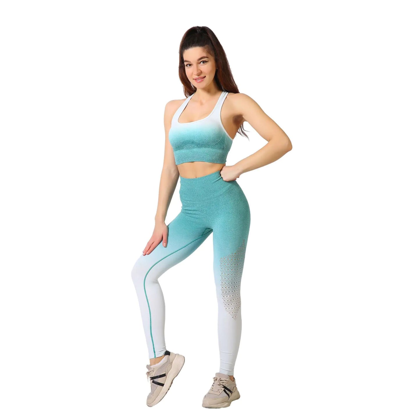 Peach Gradient Outdoor Fitness Suit for Women