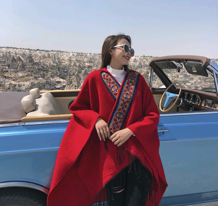 Ethnic Style Women's Hooded Warm Travel Scarf Cape - Dakdouksson