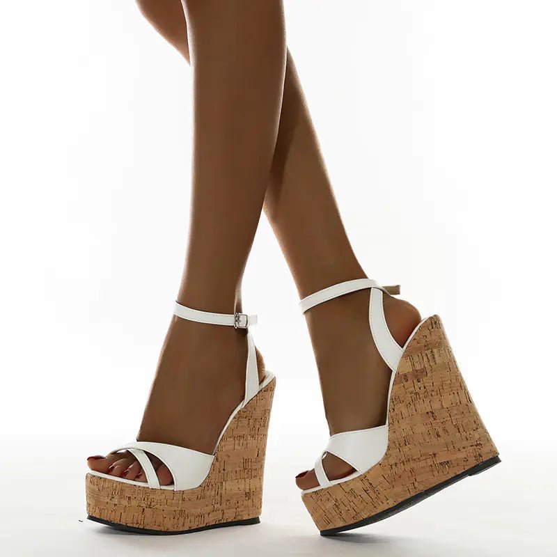 Fashionable Women's Wedge Sandals with Buckle Design - Dakdouksson