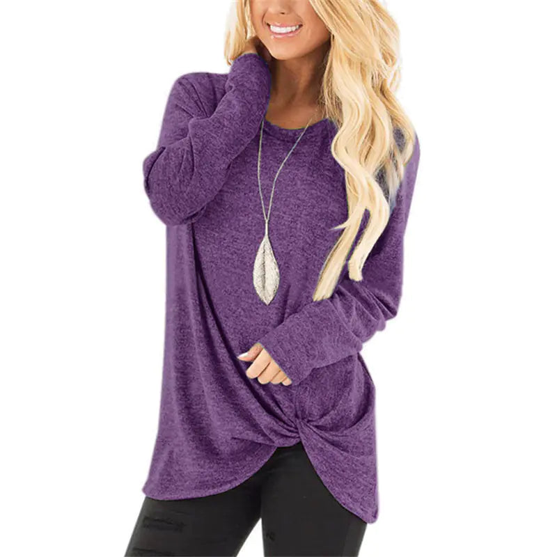 Autumn Winter Women's Long-Sleeved Twisted Sweater Top