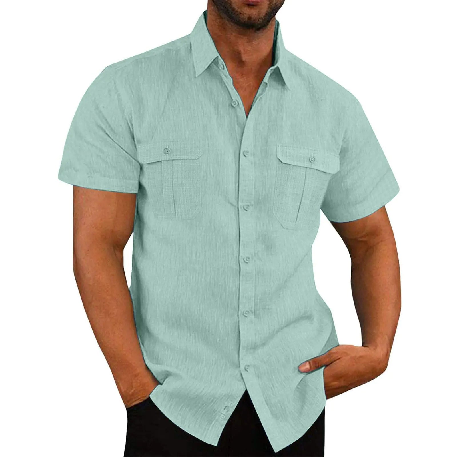 generic Mens Shirts Short Sleeve Casual Clearance Mens Shirts Hawaiian Shirt for Men Big and Tall Shirts Men Stylish Cargo Tshirt 2024 with Pocket Summer Button Down Casual Large - Dakdouksson