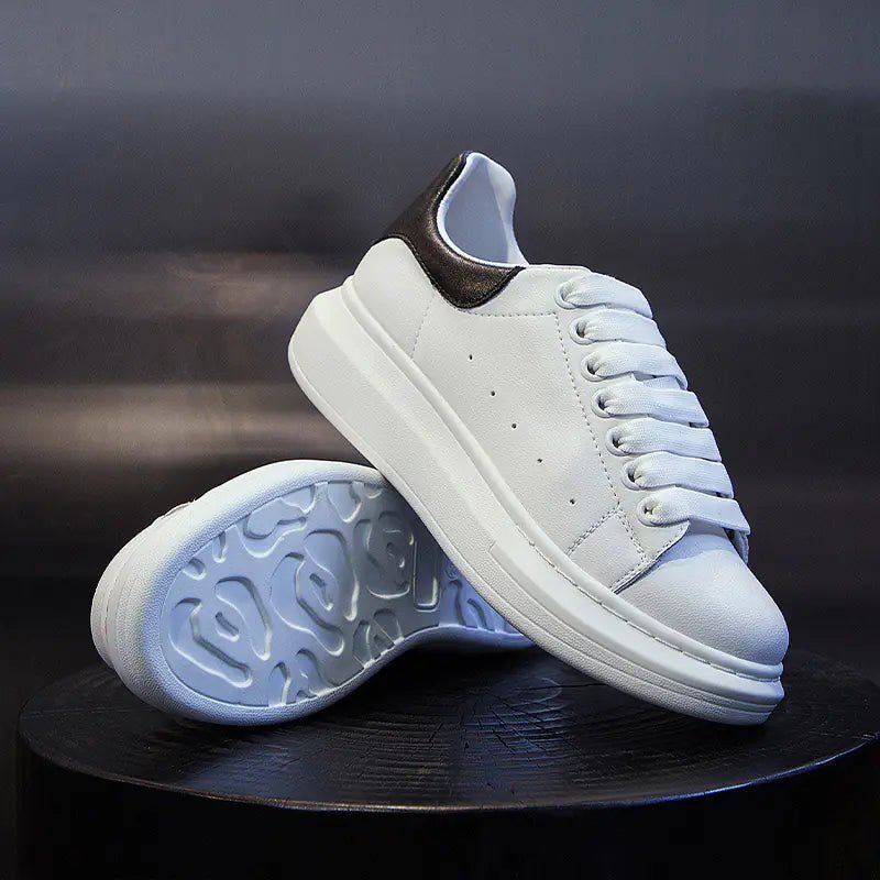 Genuine Leather Autumn Fashion White Sneakers for Women - Dakdouksson