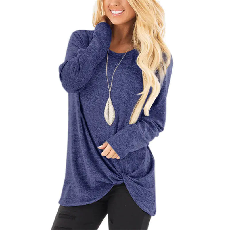 Autumn Winter Women's Long-Sleeved Twisted Sweater Top
